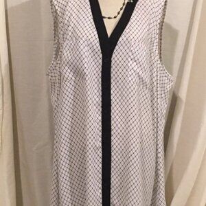 Roz and Ali Women's Black and White Tank Top Dress Top  -1xl